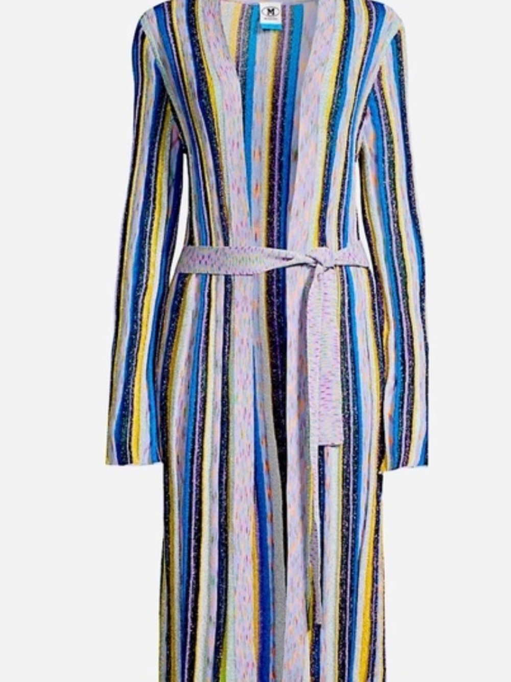 M Missoni Multicolor Lured Striped Long-Sleeve Cardigan Duster